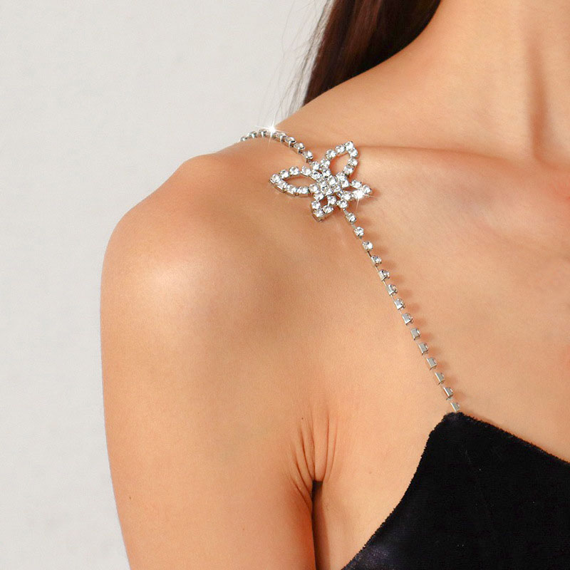 Body Jewelry Necklace - Elegant Silver Body Chain Butterfly Shoulder