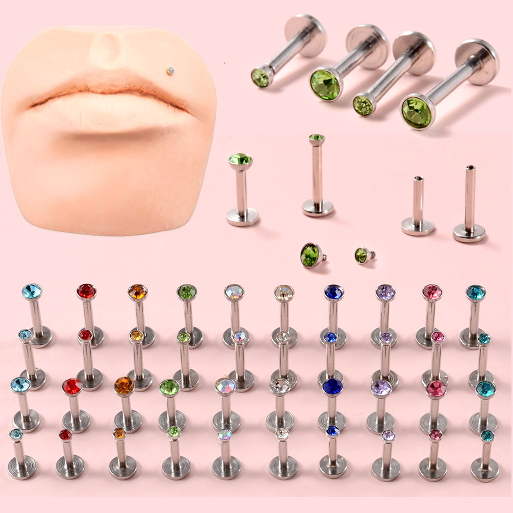 Body Jewelry For You - 4PCS CZ Gem Labret 316L Surgical