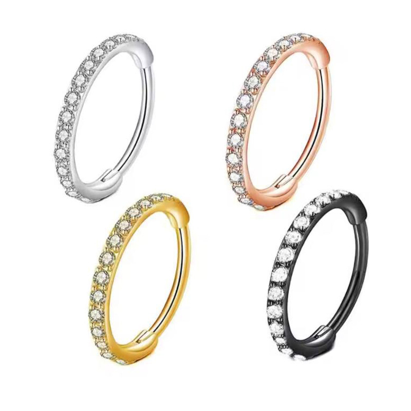 16G Clear CZ Nose Ring Hoop 31 - Body Jewelry Surgical Steel ulasan dan harga