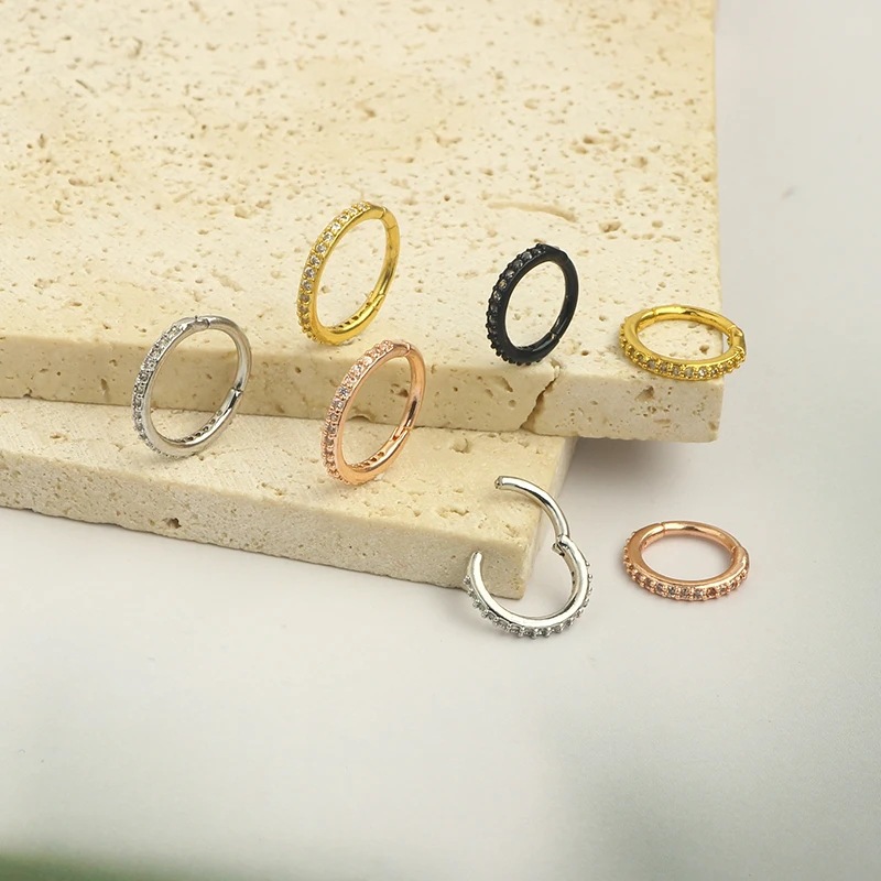 16G Clear CZ Nose Ring Hoop 31 - Body Jewelry Surgical Steel ulasan dan harga