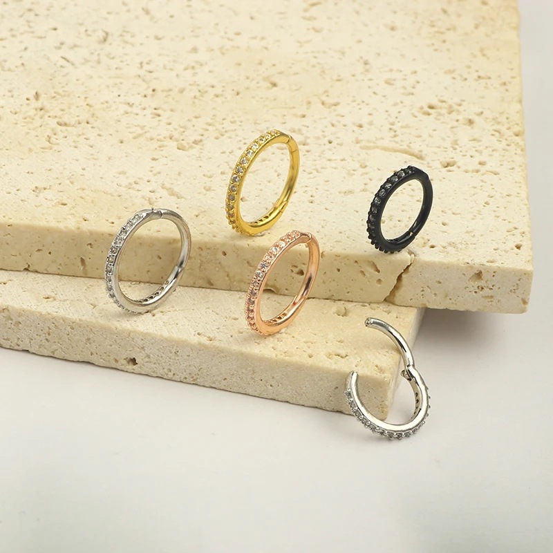 16G Clear CZ Nose Ring Hoop 31 - Body Jewelry Surgical Steel ulasan dan harga