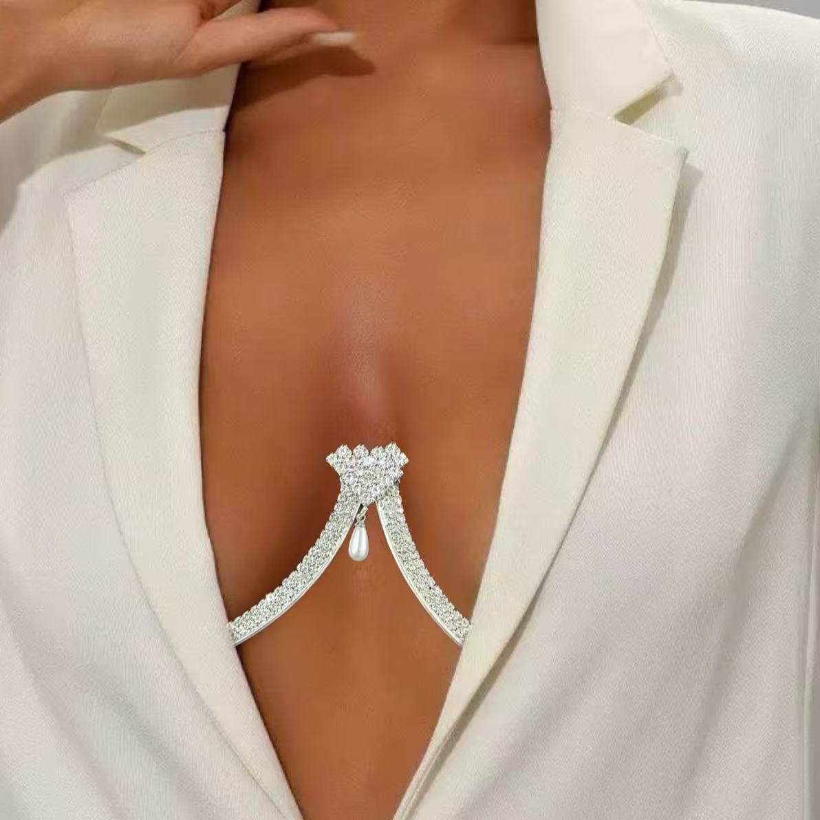 Women's chest support pearl pe - Body Jewelry Necklace ulasan dan harga