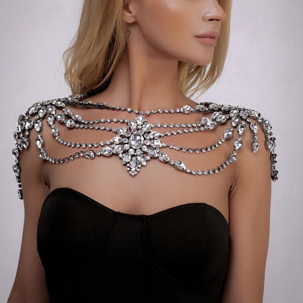 Boho Crystal Bridal Shoulder C - Body Jewelry Necklace ulasan dan harga