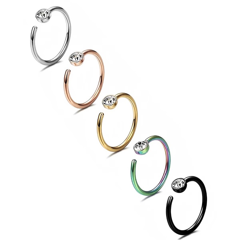 5pcs 18G Nose Rings C-Shaped N - Body Jewelry Surgical Steel ulasan dan harga