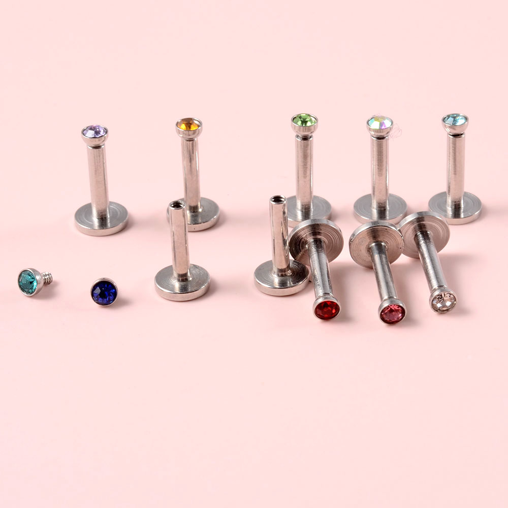 4PCS CZ Gem Labret 316L Surgic - Body Jewelry For You ulasan dan harga